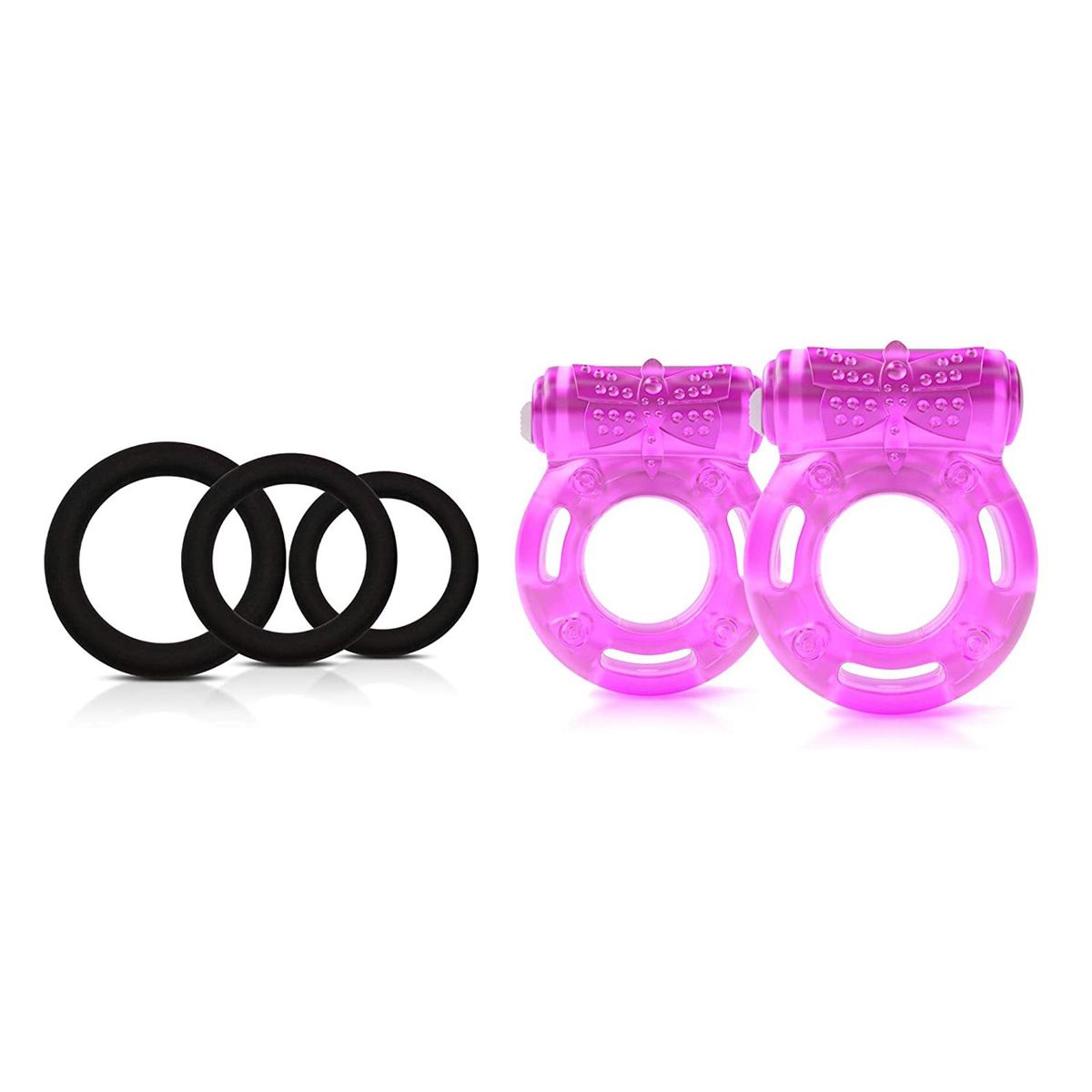 Long Plug Heart-shaped Plug Small Lock Rings Set Sexual Stimulation Toy for Couples