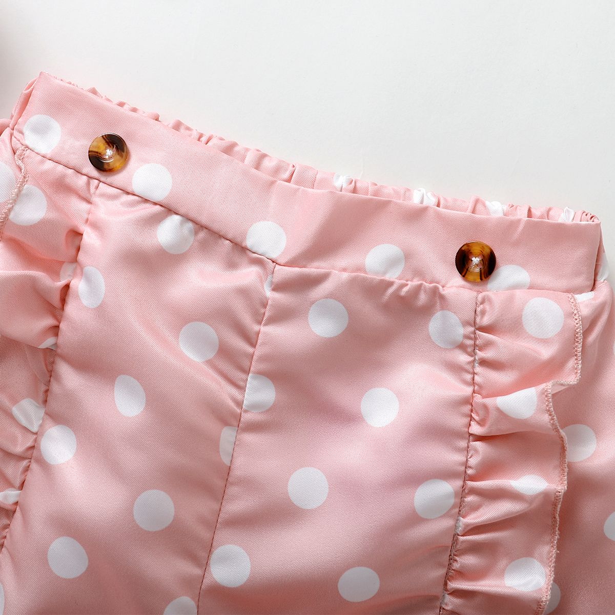 1-6Y Kid Girls Polka Dot Pink Shorts With Ruffle Frills