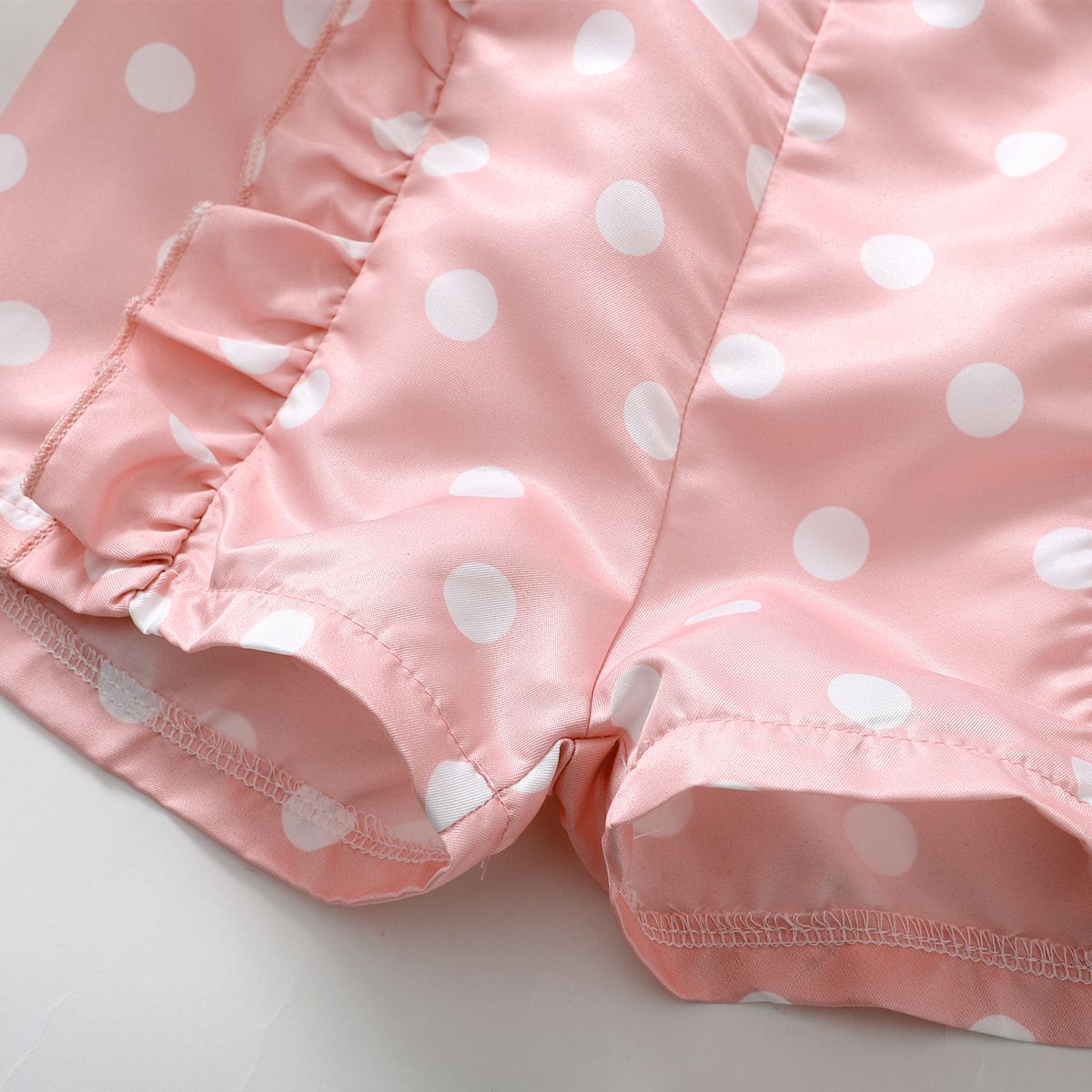 1-6Y Kid Girls Polka Dot Pink Shorts With Ruffle Frills
