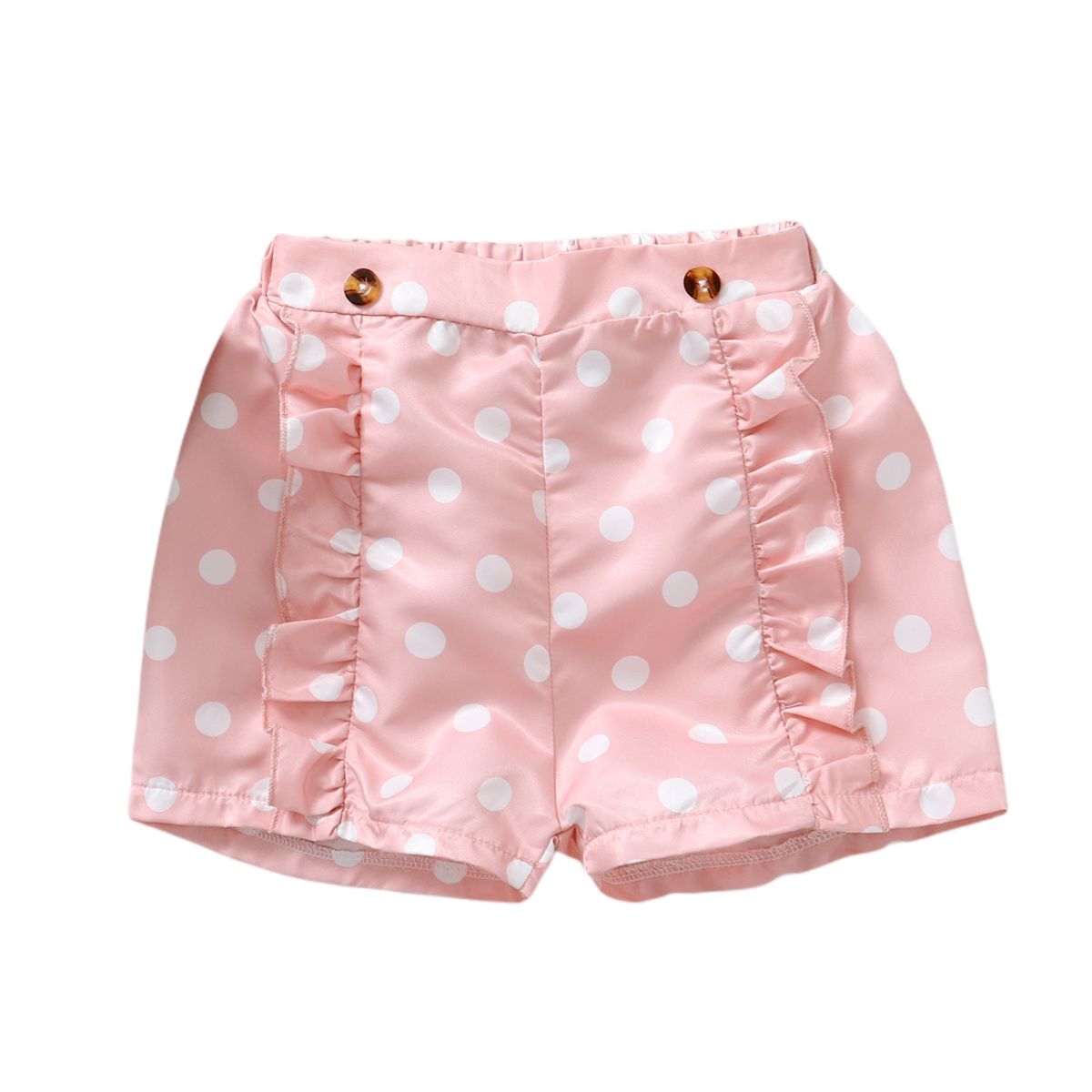 1-6Y Kid Girls Polka Dot Pink Shorts With Ruffle Frills