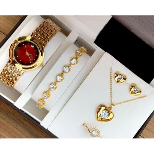 Ladies Wristwatch, Bracelet, Necklace And Ring Set