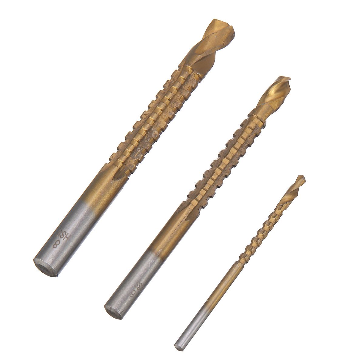 6PCs HSS Step Drill Bit Sets Straight Titanium Coated Cone