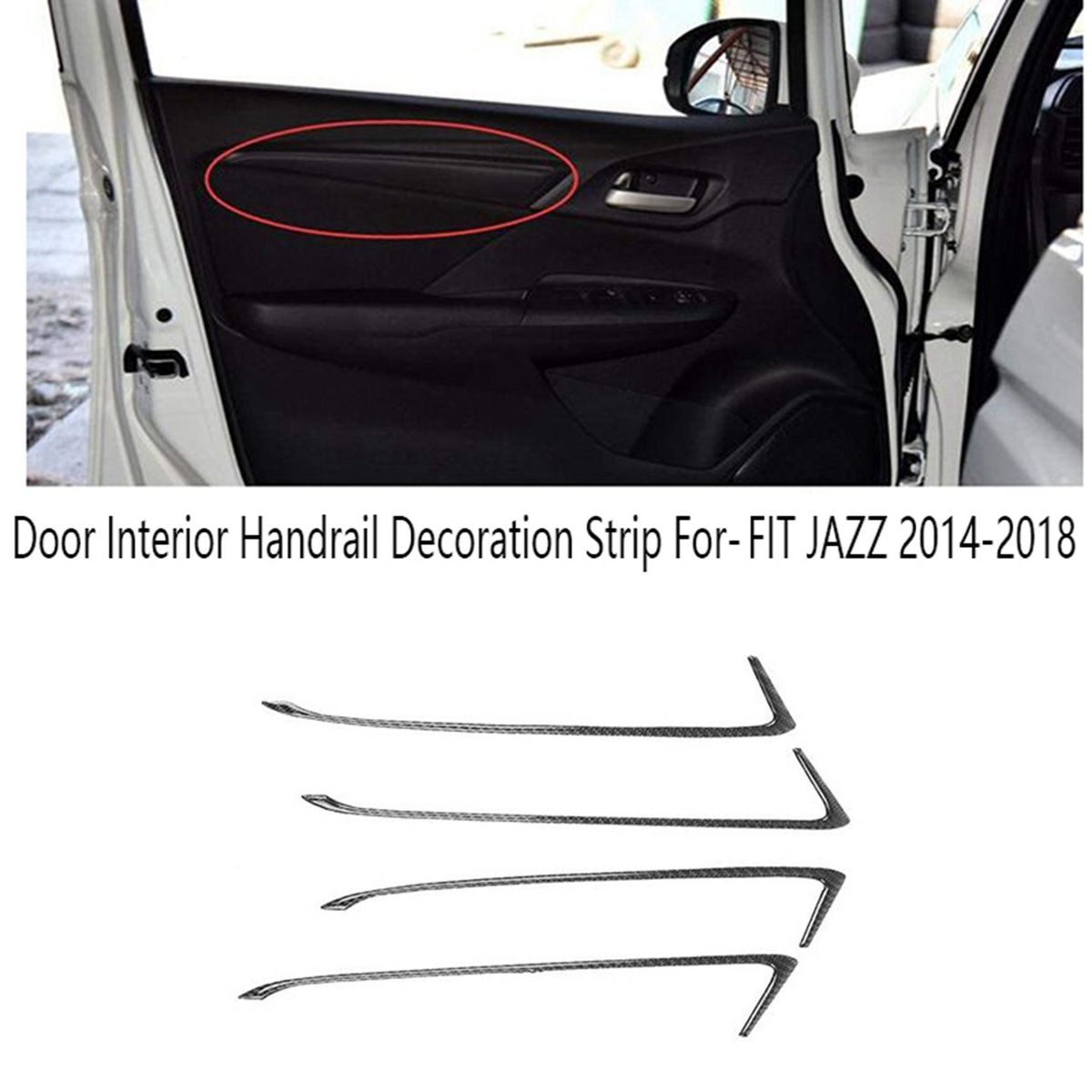 4PCS Car Door Interior Handrail Decoration Strip Frame