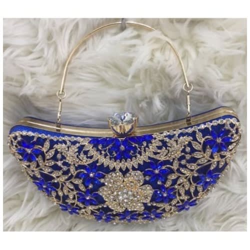 Crystal Metallic Clutch Purse - Blue