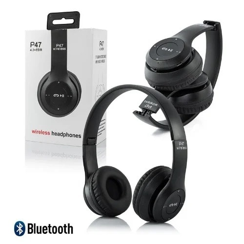 P47 Bluetooth Over Ear Foldable Headset -Black