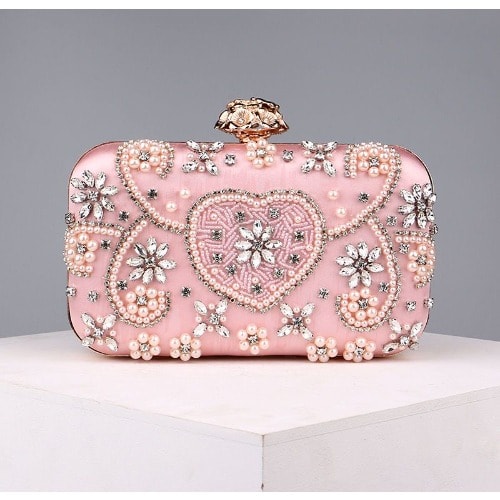 Ladies Rhinestone Clutch - Love Gold