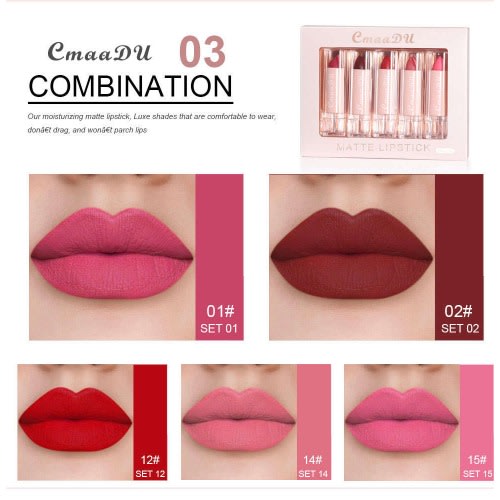 5 Colors Liquid Matte Lipstick Set Waterproof Long-lasting Lip Glosses/kiss Proof Make-up