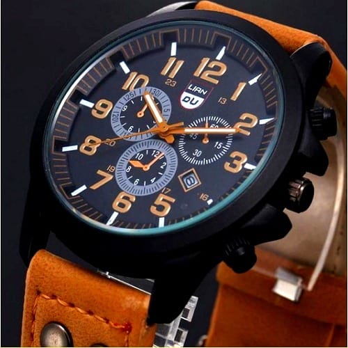 Waterproof Date Leather Strap Watch
