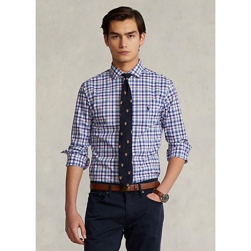 Slim Fit Plaid Poplin Shirt