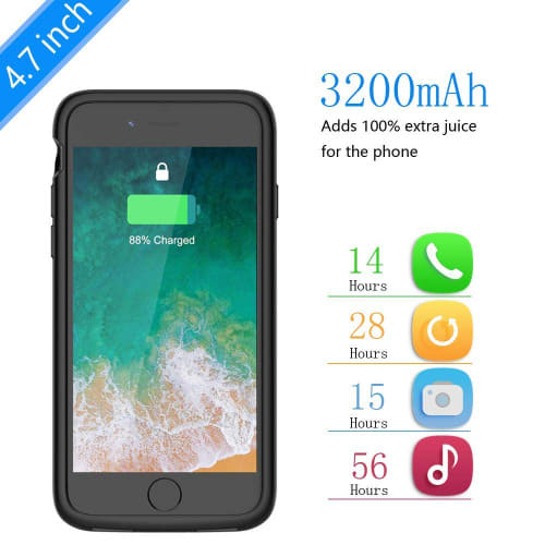 Case For iPhone 6, 6S, 7, 8 - 3200mAh - Slim Rechargeable  Charger