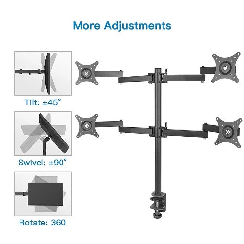 Adjustable Computer TV Quad Monitor Holder Arm Desk Mount Stand