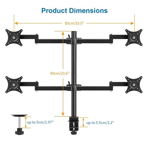 Adjustable Computer TV Quad Monitor Holder Arm Desk Mount Stand