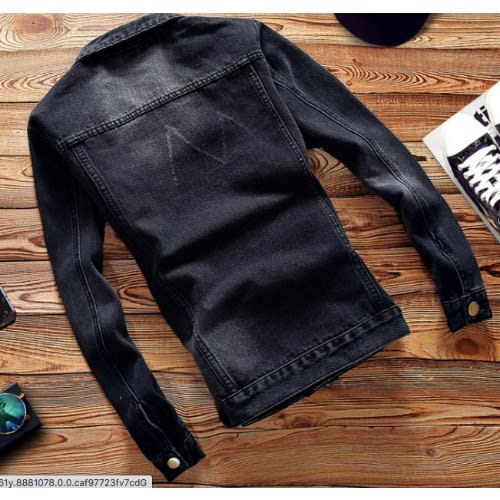 Men Jeans Denim Jacket - Black