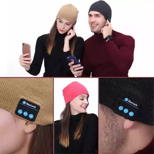 Wireless Bluetooth Music Hat With Earphone & Mic + Free Touch Gloves - Black