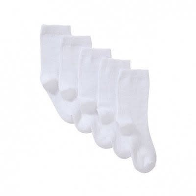 5 Pack Plain Socks - White