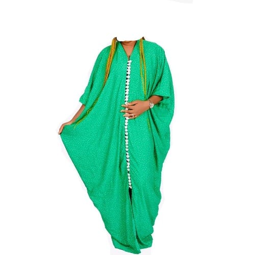 Women Contemporary Bubu Maxi Dress With Scarf - Green