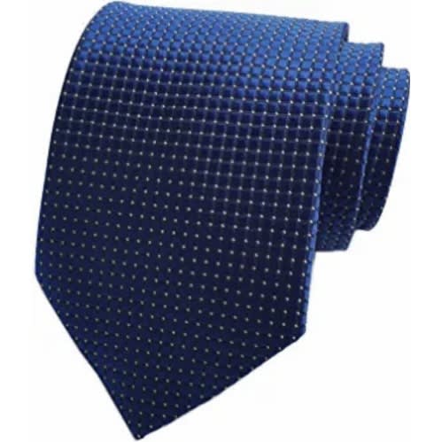 Men's Check Long Tie - Navy Blue