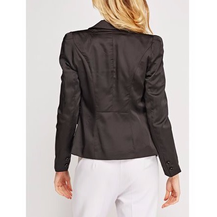 Silky Pure Satin Lapel Front Blazer-black