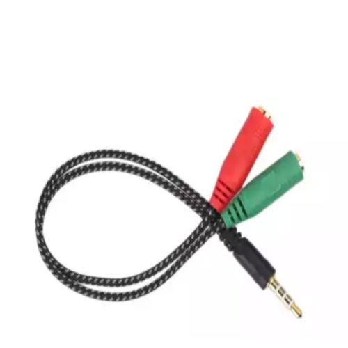 3.5mm Aux Audio Mic Splitter Cable Earphone Headphone Adapter 1 Male To 2 Female