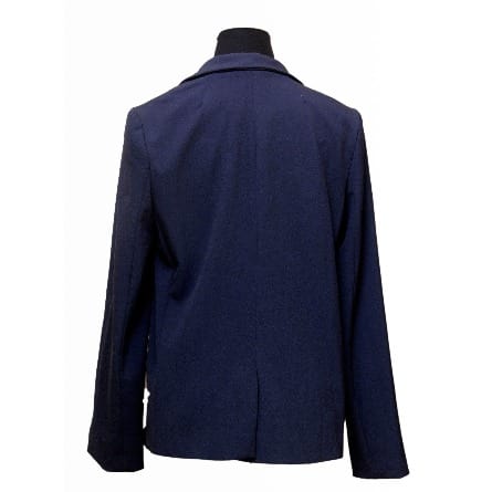 Boyfriend Jacket with False Pockets - Navy Blue