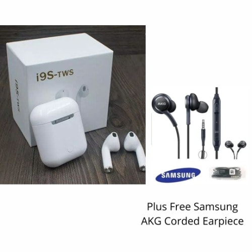 Bluetooth Earpiece i9s + Free Samsung Akg Corded Earpiece