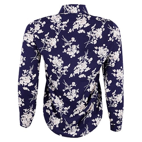 Floral Cotton Long Sleeve Blouse- Blue