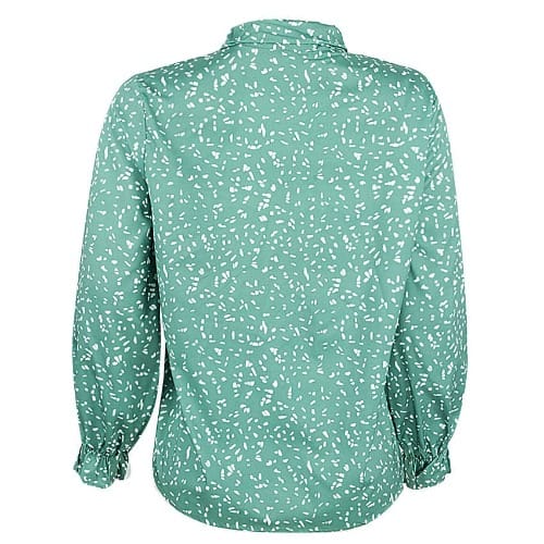 Patch Print Tie Neck Blouse- Green