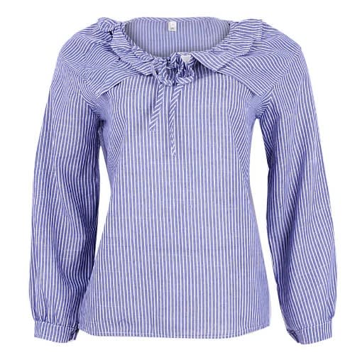 Striped Cape Blouse- Blue