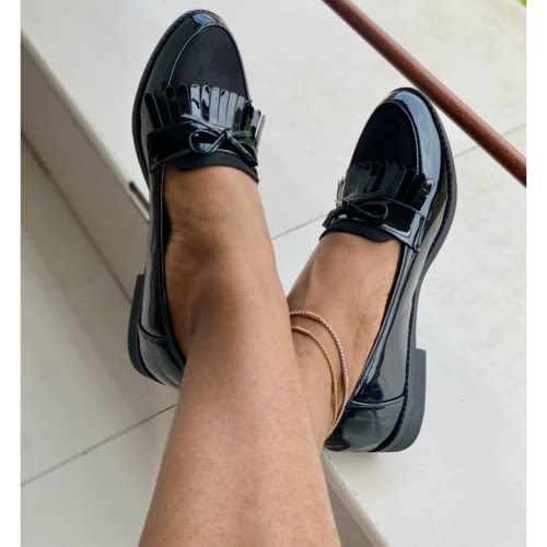 Ladies Office Flat Shoe With Italian Sole - Black