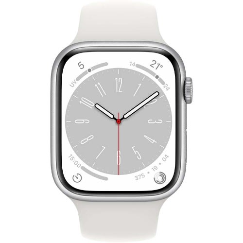 Watch Series 8 GPS 45mm Silver Aluminium Case With Sport Band - White
