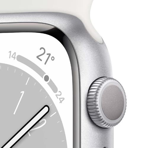Watch Series 8 GPS 45mm Silver Aluminium Case With Sport Band - White