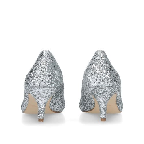 Glitter Low Heel Courts - Silver