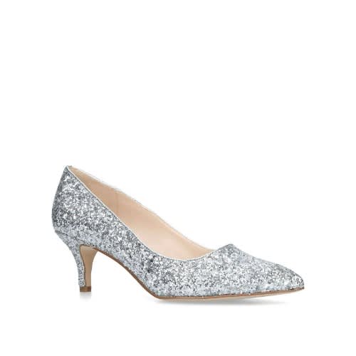 Glitter Low Heel Courts - Silver