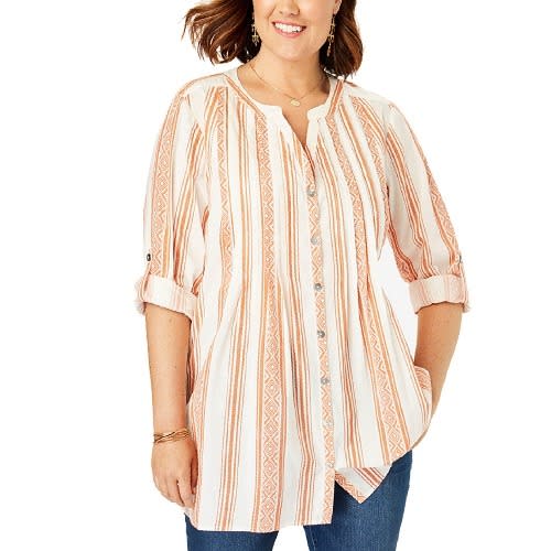 Pure Cotton Pintuck Blouse -