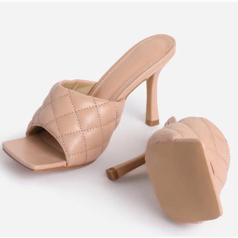 Quilted Mid Heel Mule