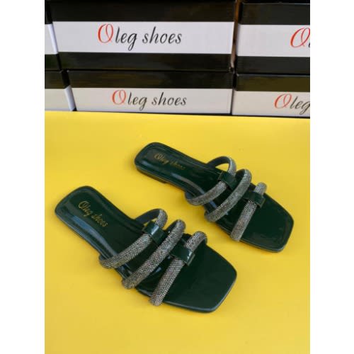 Oleg Flat Slippers - Green