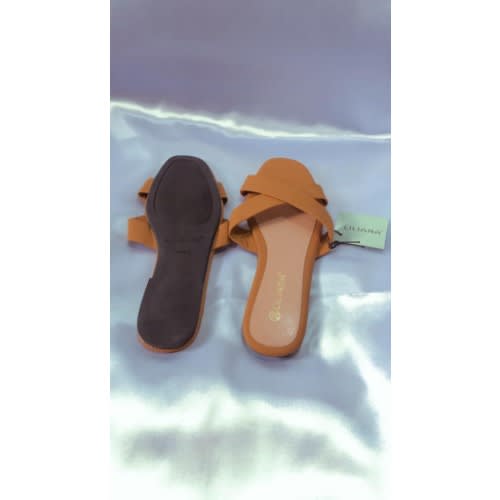 Liliana Ladies Flat Slippers - Brown