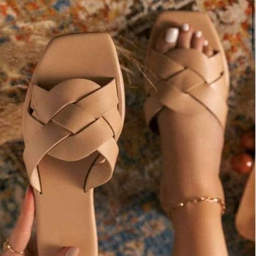 Basket Cross Slippers - Nude