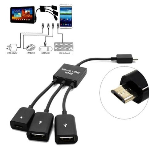 MIRASCREEN - 3 In 1 Micro Usb Hub Otg Cable For Samsung Xiaomi Huawei