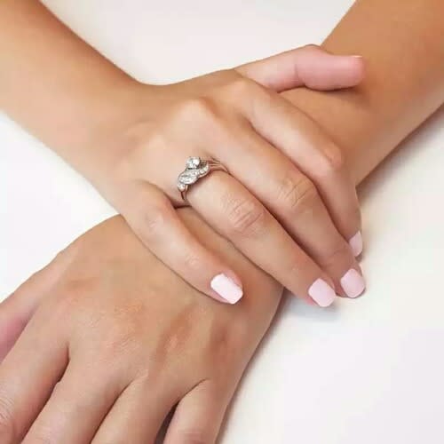 Crystal Stainless Steel Women Wedding Ring - Silver