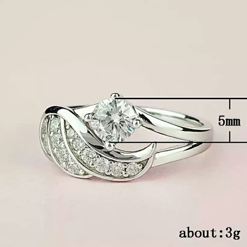 Crystal Stainless Steel Women Wedding Ring - Silver