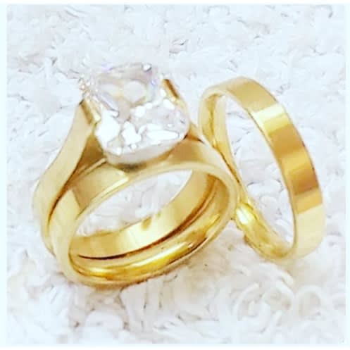 Gold Plated Wedding Ring - 3pieces