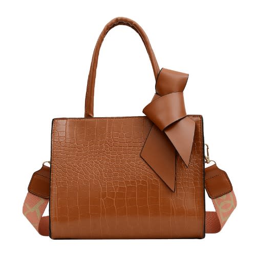Ladies Handbag With Detachable Strap- Brown