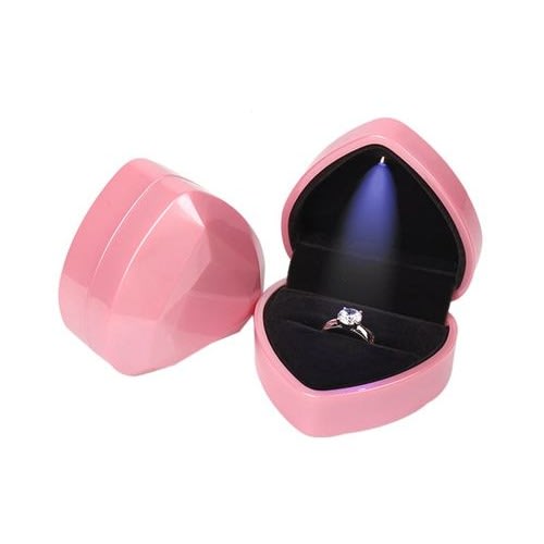 Curvy Love Led Engagement Ring Case - Pink