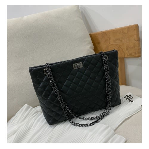 Women's Pu Leather Shoulder Chain Bag - Black