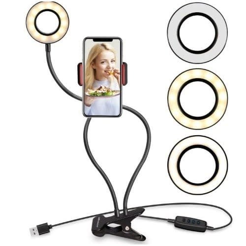 Ring Light With Phone Holder Stand For Live Stream & Makeup - 3 Light Mode