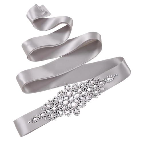 Rhinestone Wedding Belt-Grey