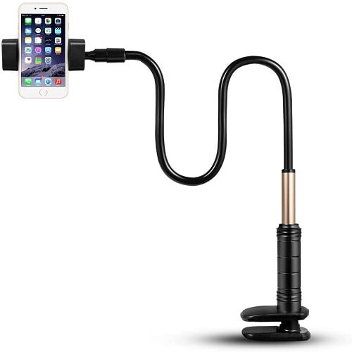 Adjustable Gooseneck Long Arm Phone 360 Mount Clamp Stand For 3.0-6.9'' Devices