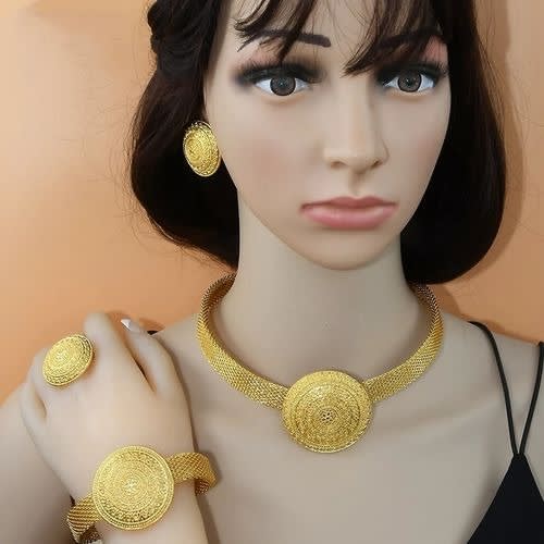 Plated Gold Costume Necklace Jewelry Set