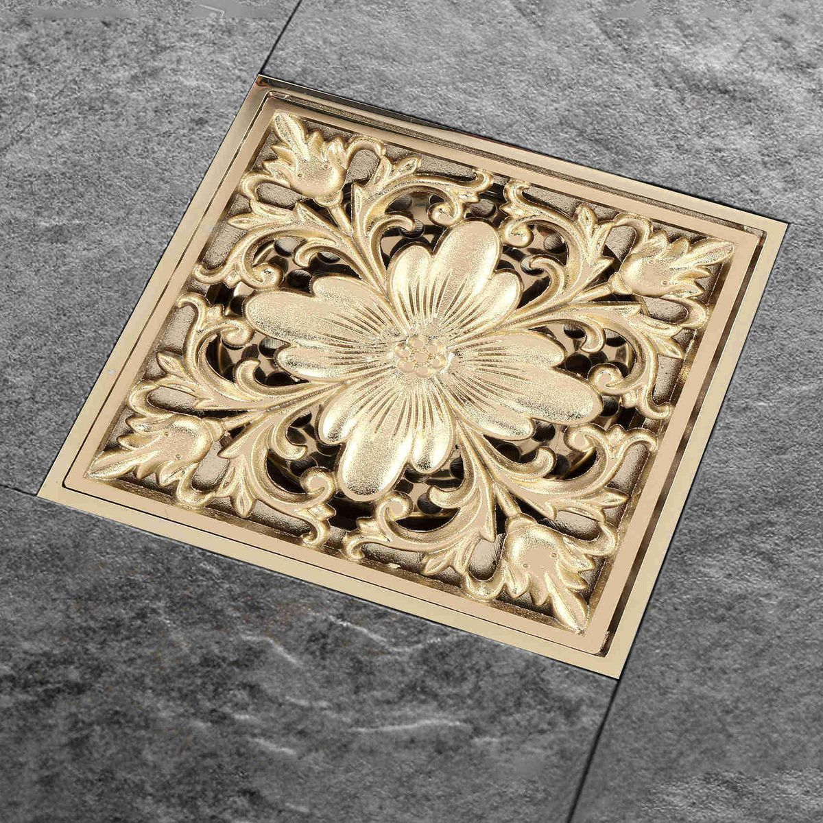 Gold Square Floor Drain Shower Ground Drainer with Strainer